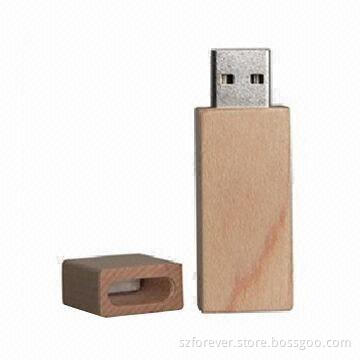USB Flash Memory, Made of Environmental Wooden, Logo Printed-free, Best for Promotional Gifts